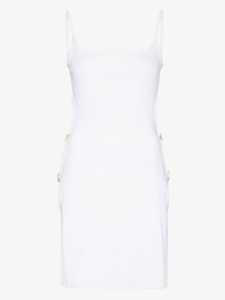 White Crystal Bow Cut-out Mini Dress