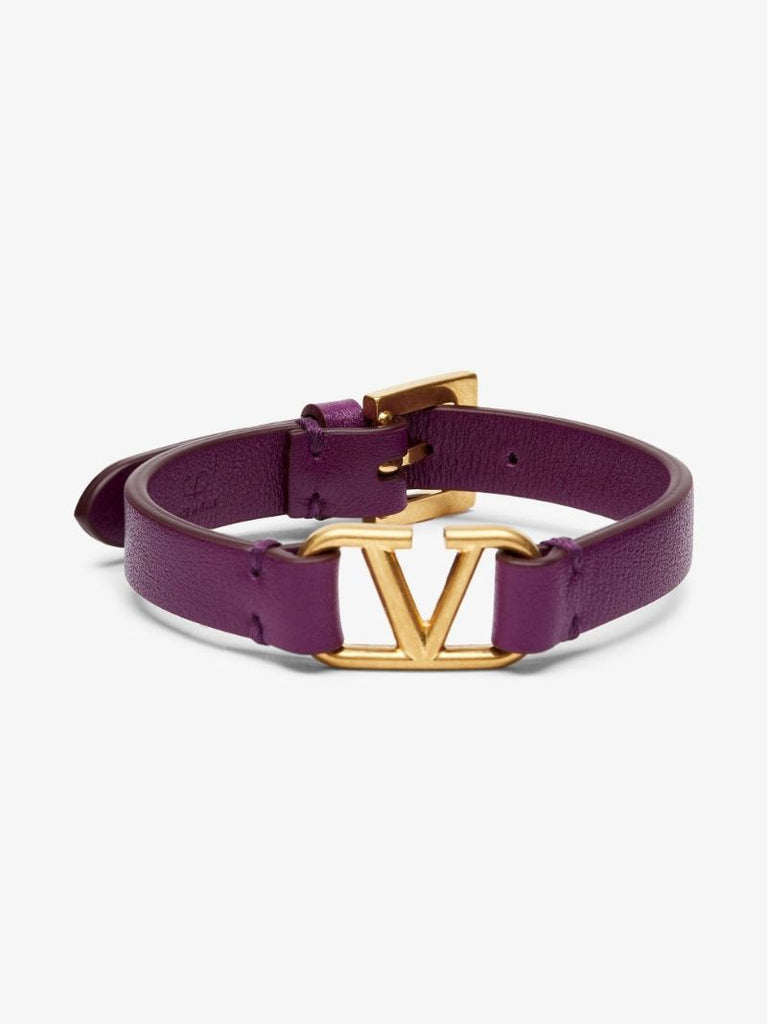 Purple Vlogo Signature Leather Bracelet