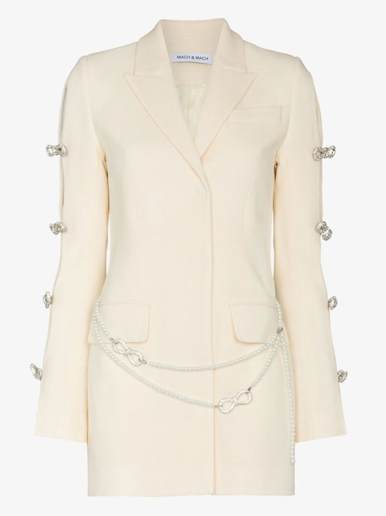 Embellished Wool Mini Blazer Dress
