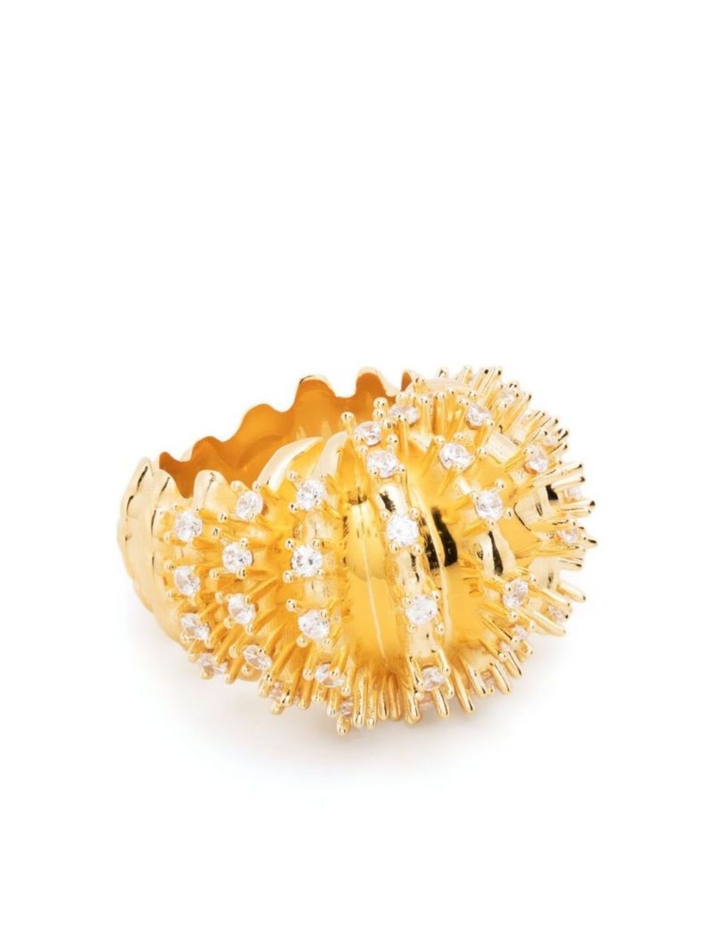 Gold-plated Fern Crystal Ring