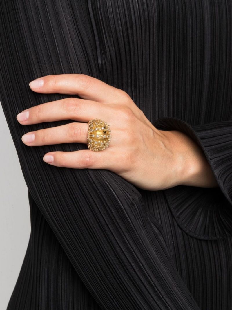 Gold-plated Fern Crystal Ring