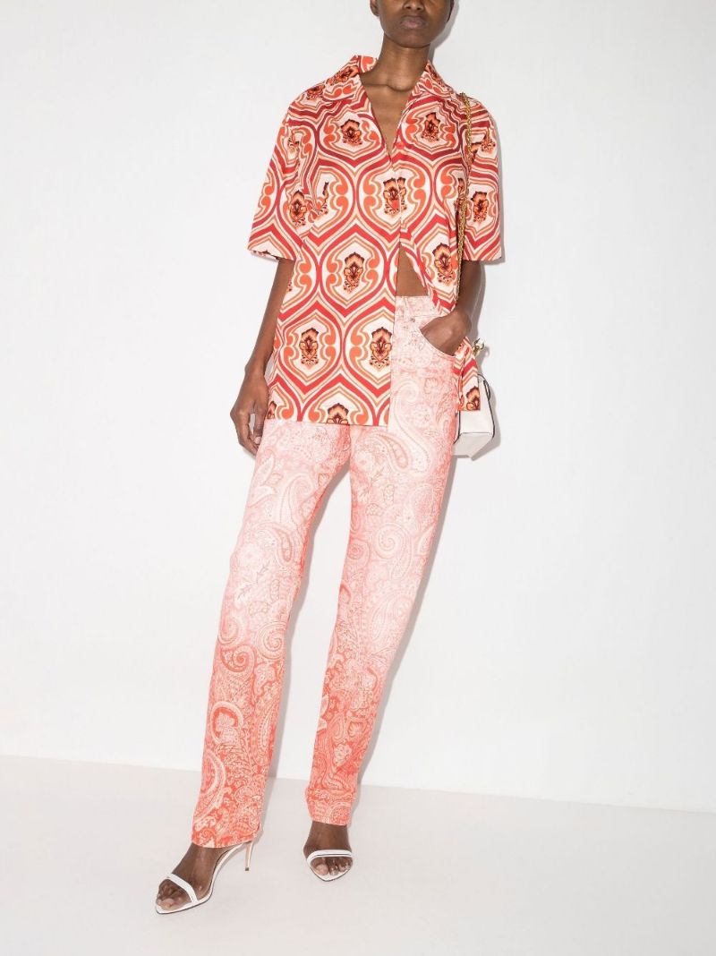 Paisley Print Straight Leg Jeans