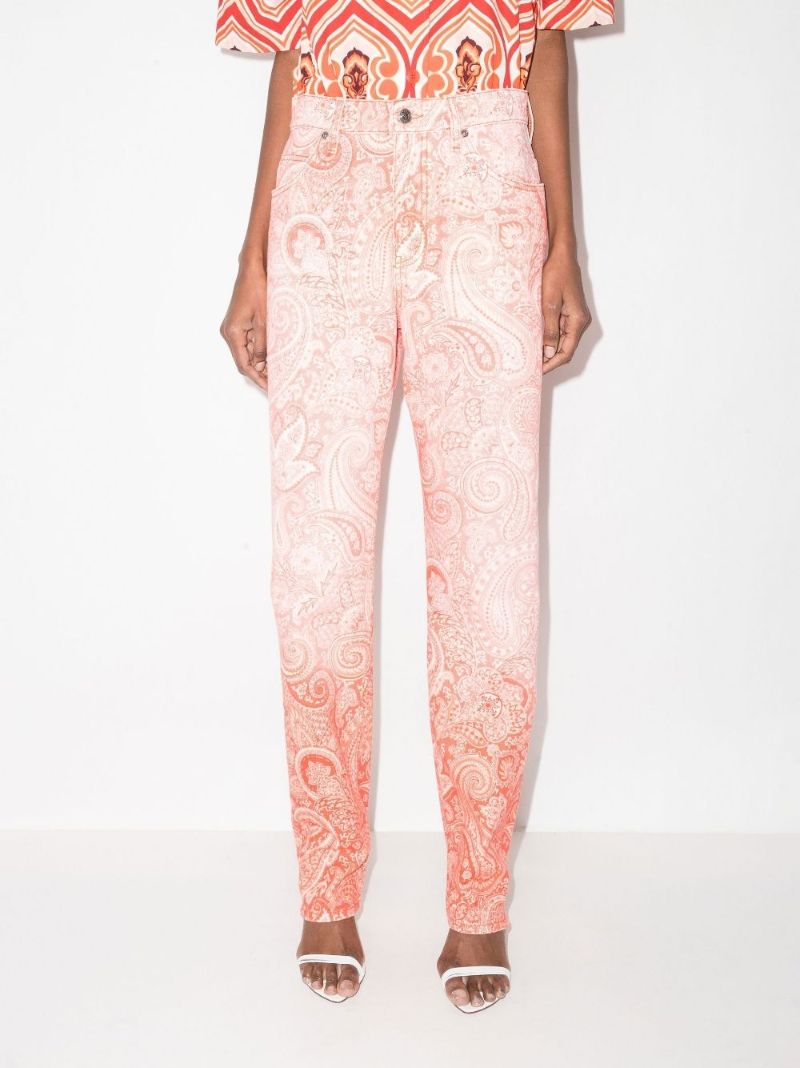 Paisley Print Straight Leg Jeans