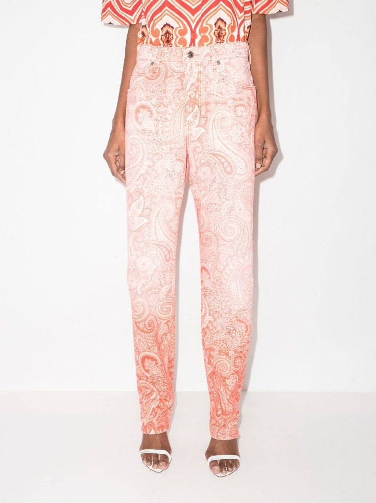 Paisley Print Straight Leg Jeans
