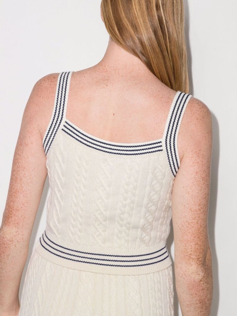 Button Embellished Cable Knit Crop Top