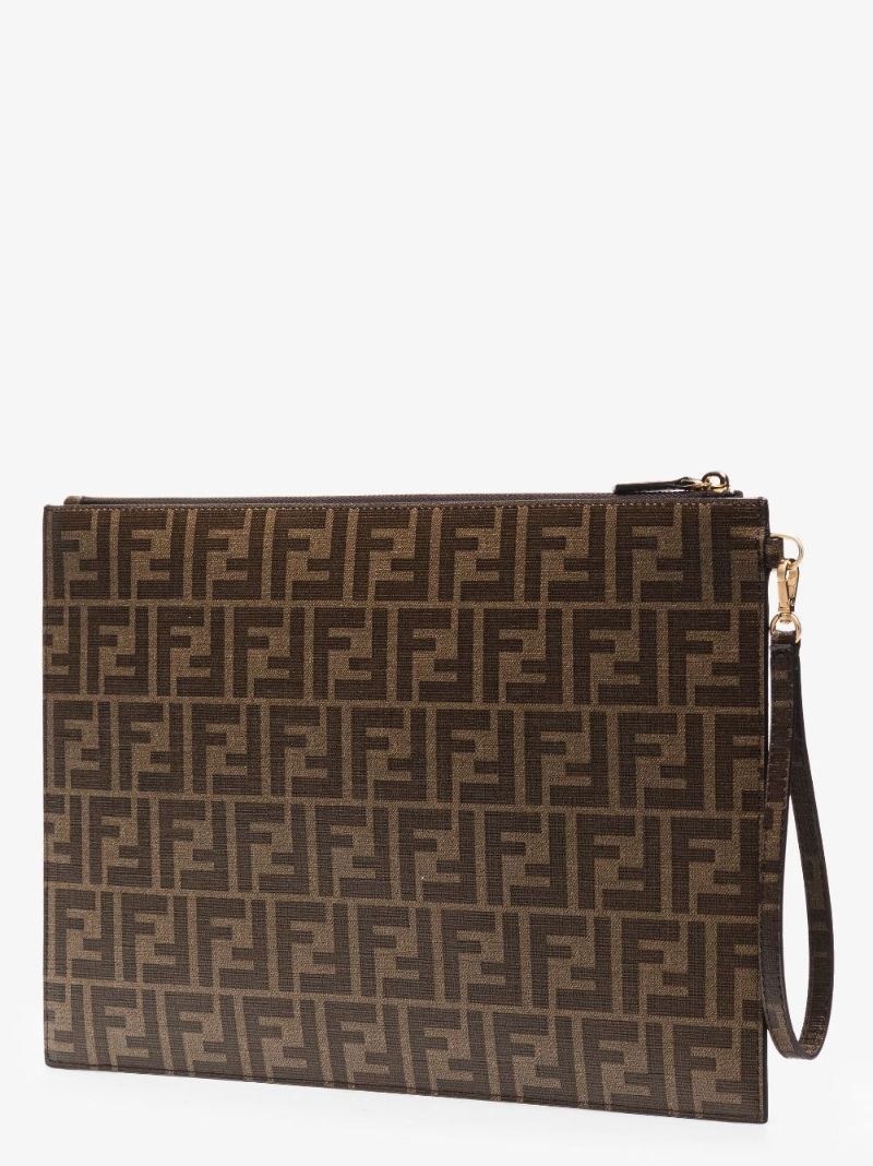 Brown Sunshine Large Monogram Leather Clutch Bag