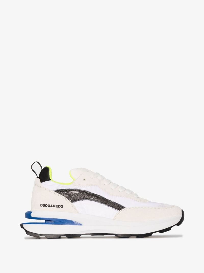 White Slash Low Top Panelled Sneakers