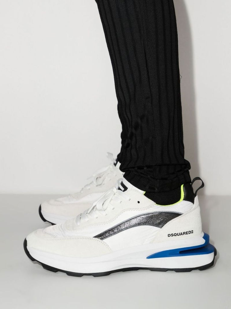White Slash Low Top Panelled Sneakers