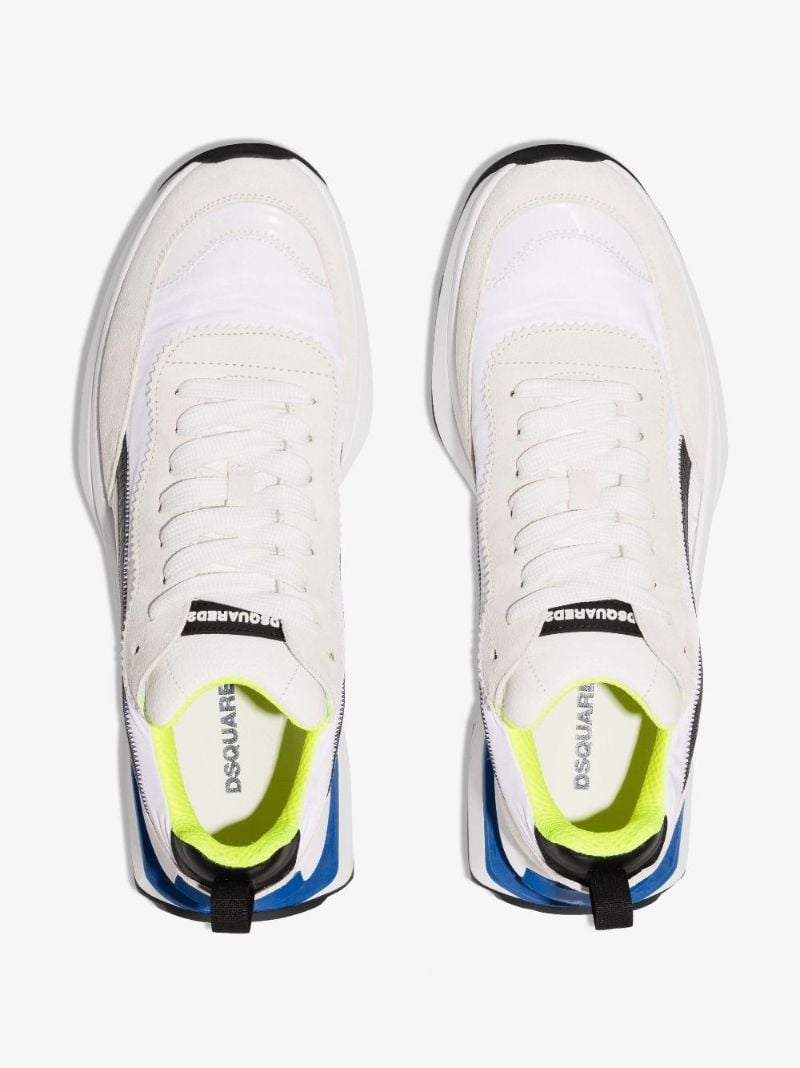 White Slash Low Top Panelled Sneakers
