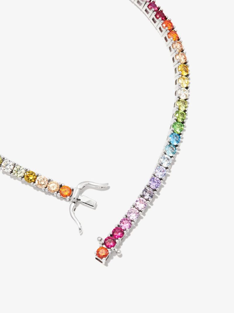 Sterling Silver Rainbow Crystal Tennis Bracelet