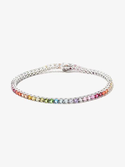 Sterling Silver Rainbow Crystal Tennis Bracelet