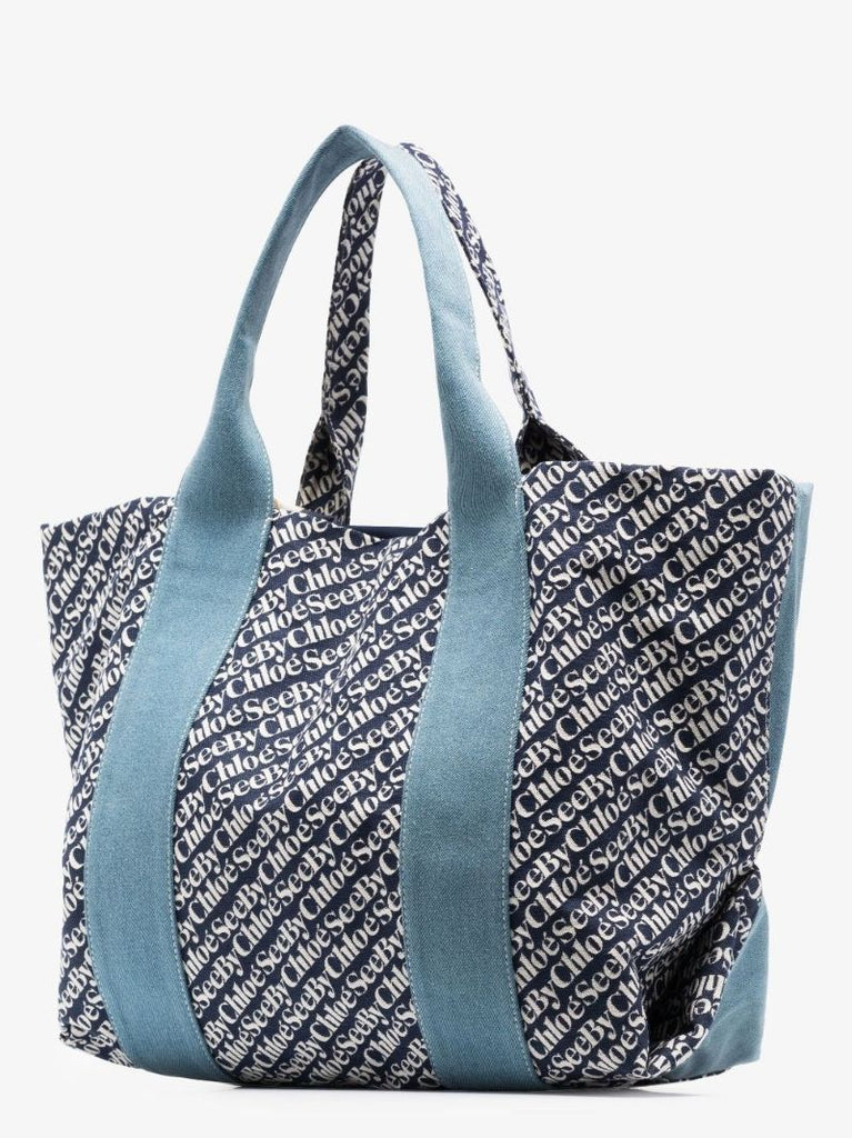 Blue Laetizia Large Cotton Tote Bag