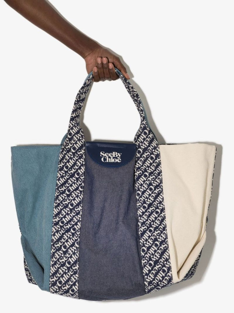 Blue Laetizia Large Cotton Tote Bag