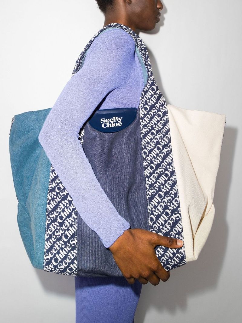 Blue Laetizia Large Cotton Tote Bag