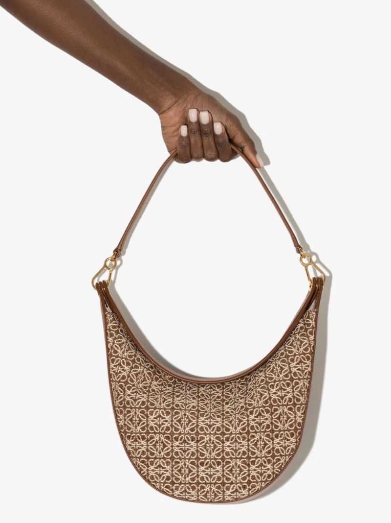 Brown Luna Anagram Leather Shoulder Bag