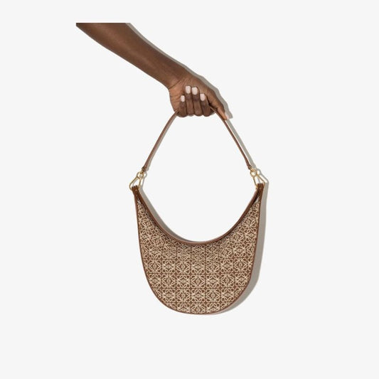 Brown Luna Anagram Leather Shoulder Bag