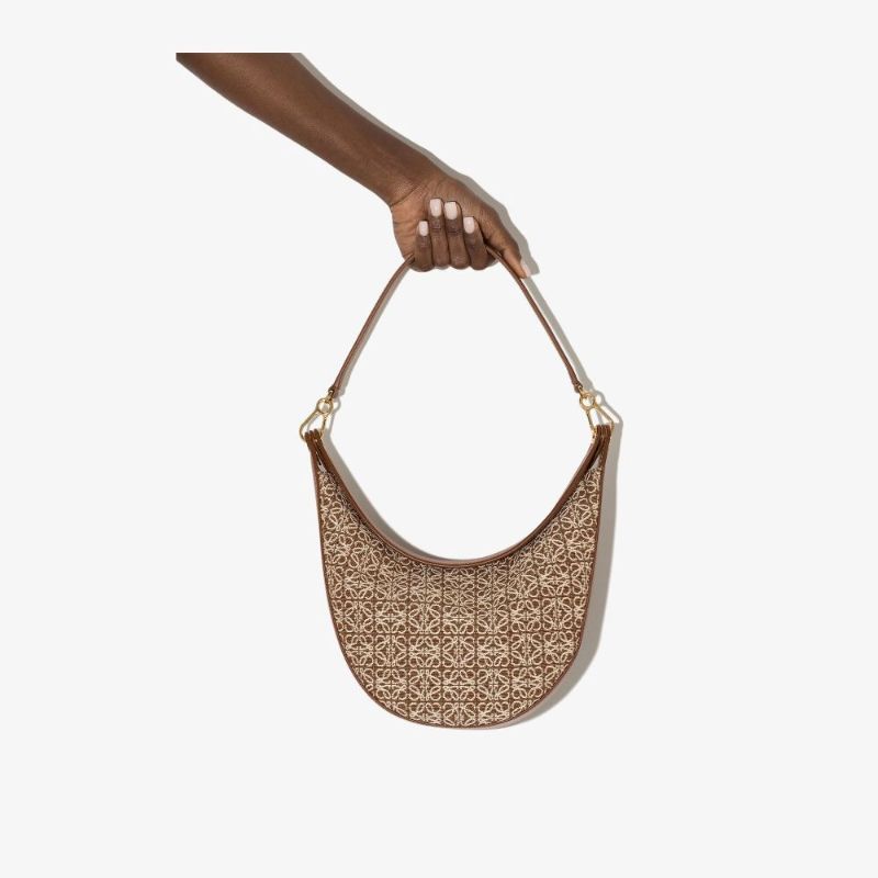 Brown Luna Anagram Leather Shoulder Bag