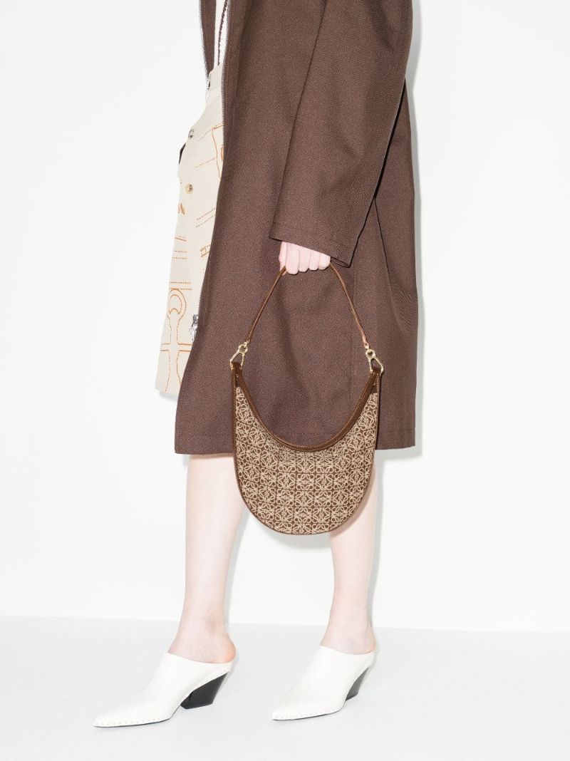 Brown Luna Anagram Leather Shoulder Bag