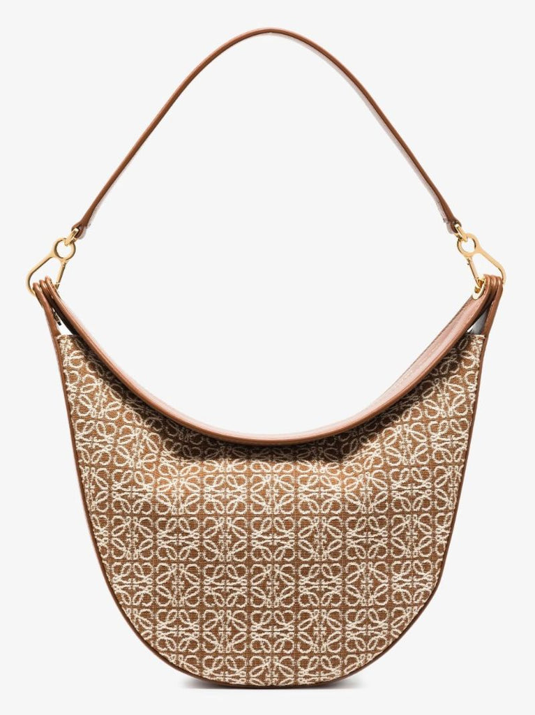 Brown Luna Anagram Leather Shoulder Bag