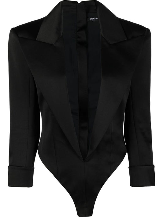 Black Notched Lapel Bodysuit
