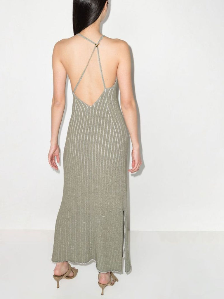 Centure Ribbed Knit Maxi Dress