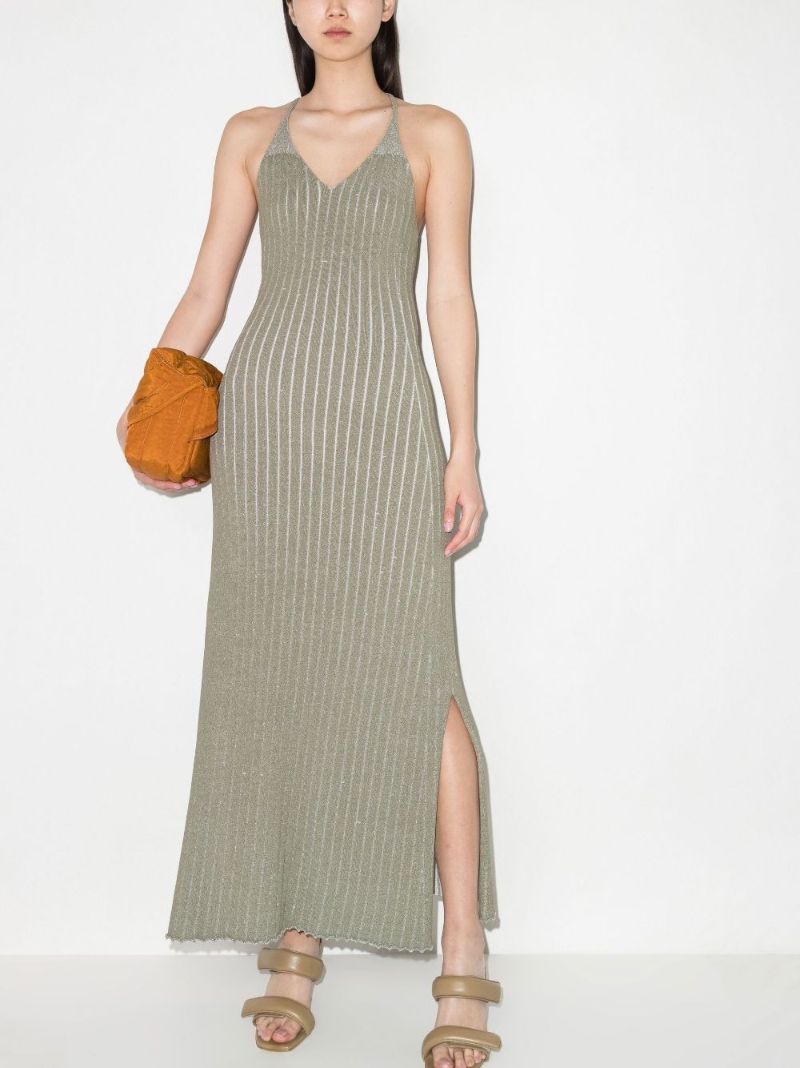 Centure Ribbed Knit Maxi Dress