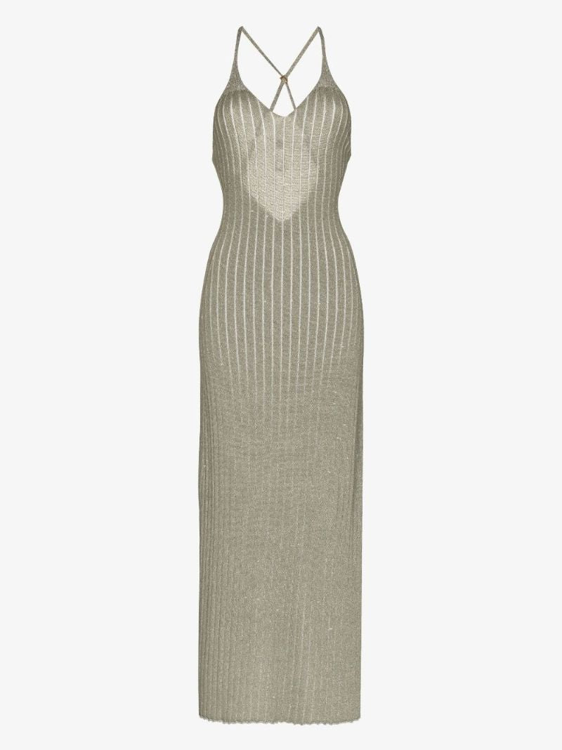 Centure Ribbed Knit Maxi Dress