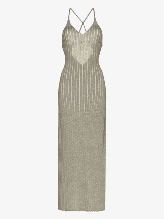 Centure Ribbed Knit Maxi Dress