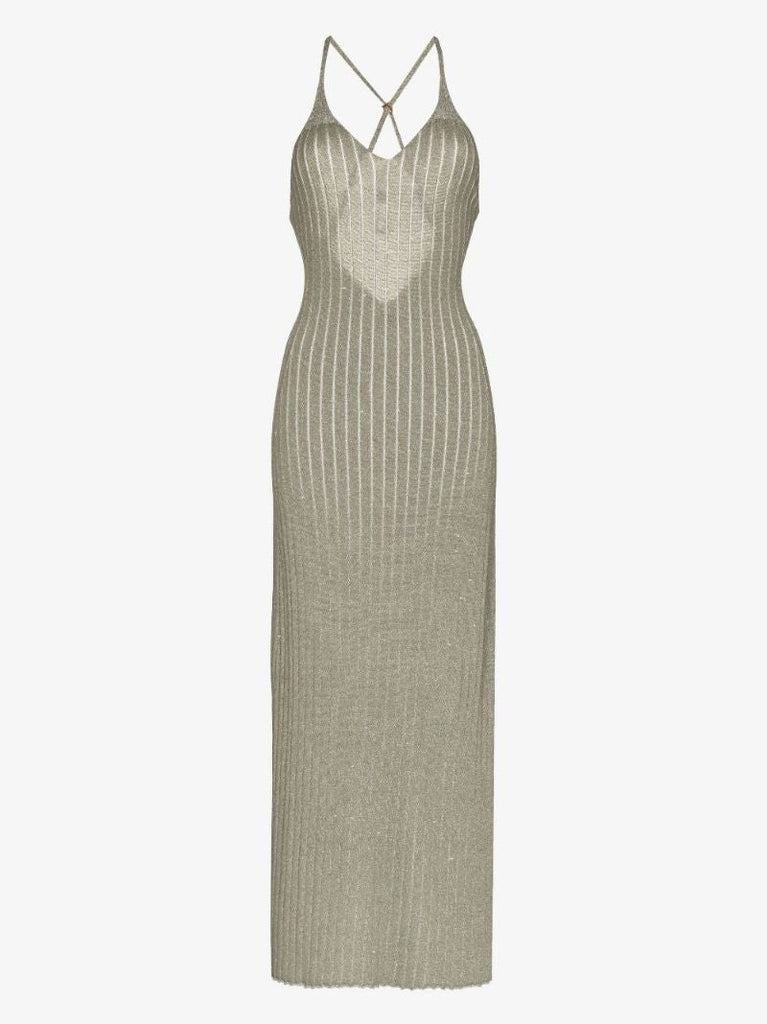Centure Ribbed Knit Maxi Dress