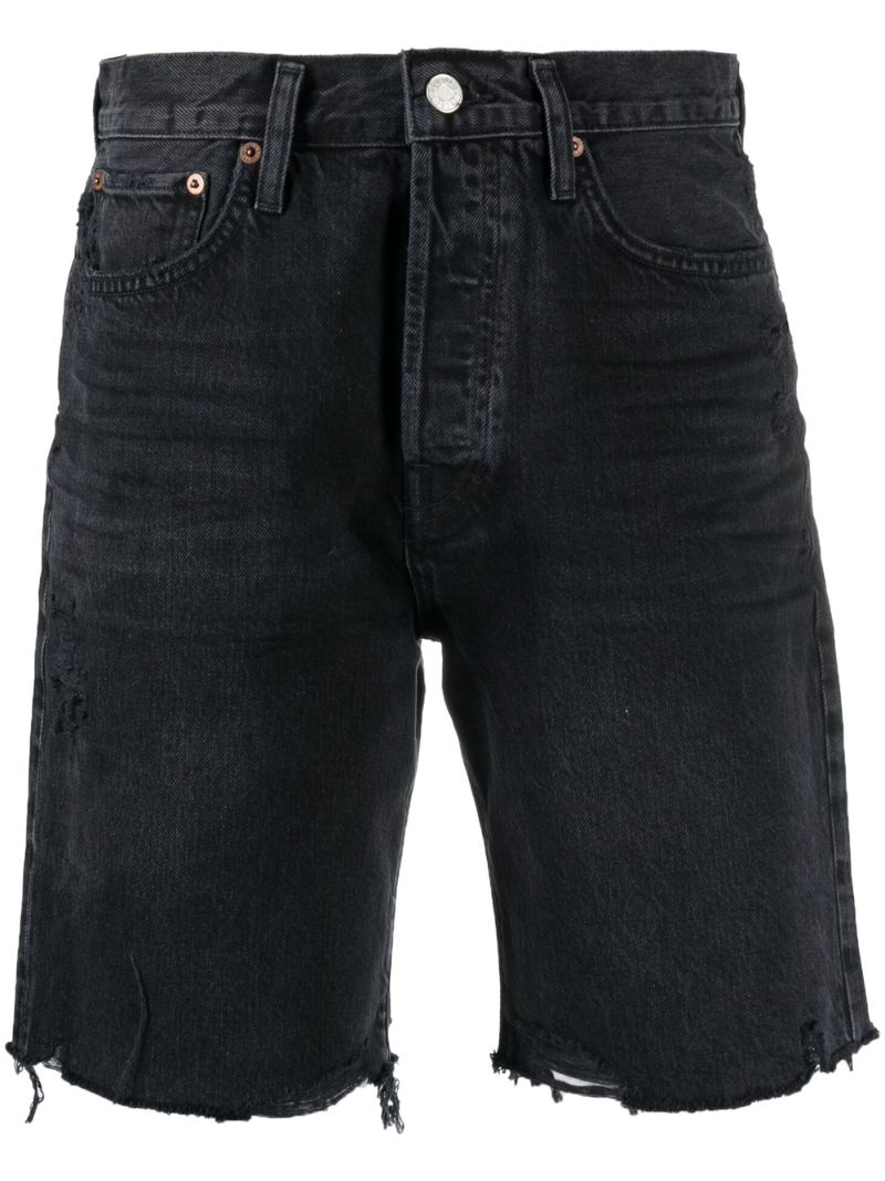 Black Ira Distressed Denim Shorts