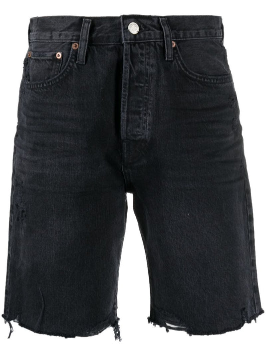 Black Ira Distressed Denim Shorts