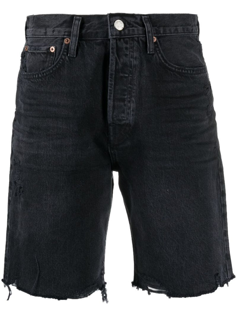 Black Ira Distressed Denim Shorts