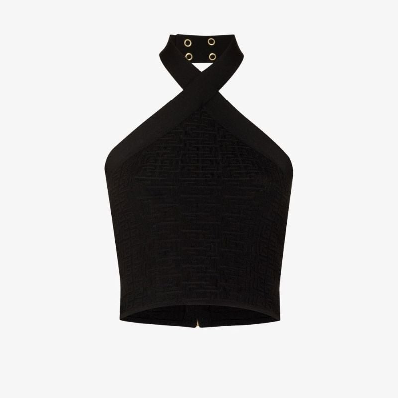 Halterneck Monogram Cropped Top