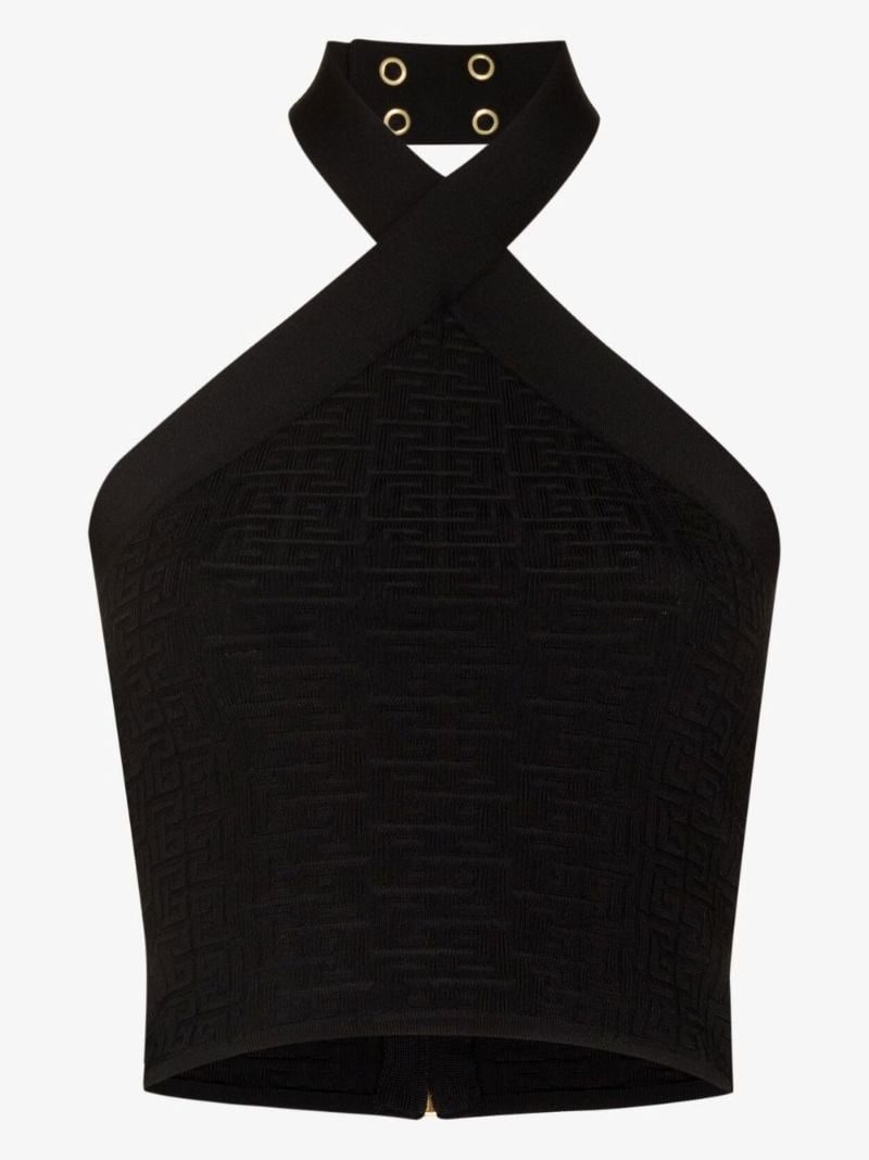 Halterneck Monogram Cropped Top