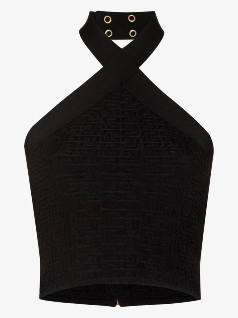 Halterneck Monogram Cropped Top