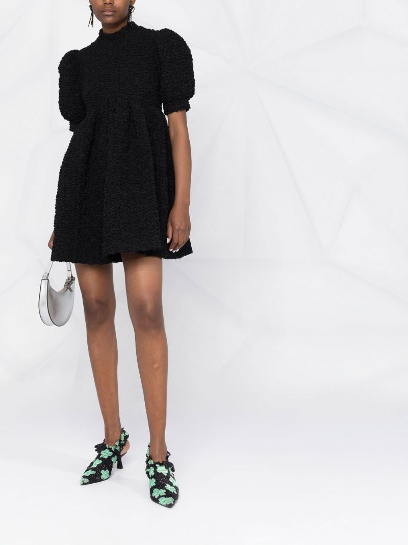 Black Uma Smocked Mini Dress