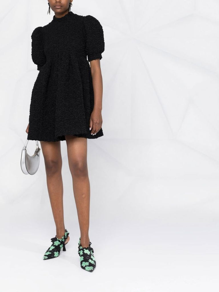 Black Uma Smocked Mini Dress