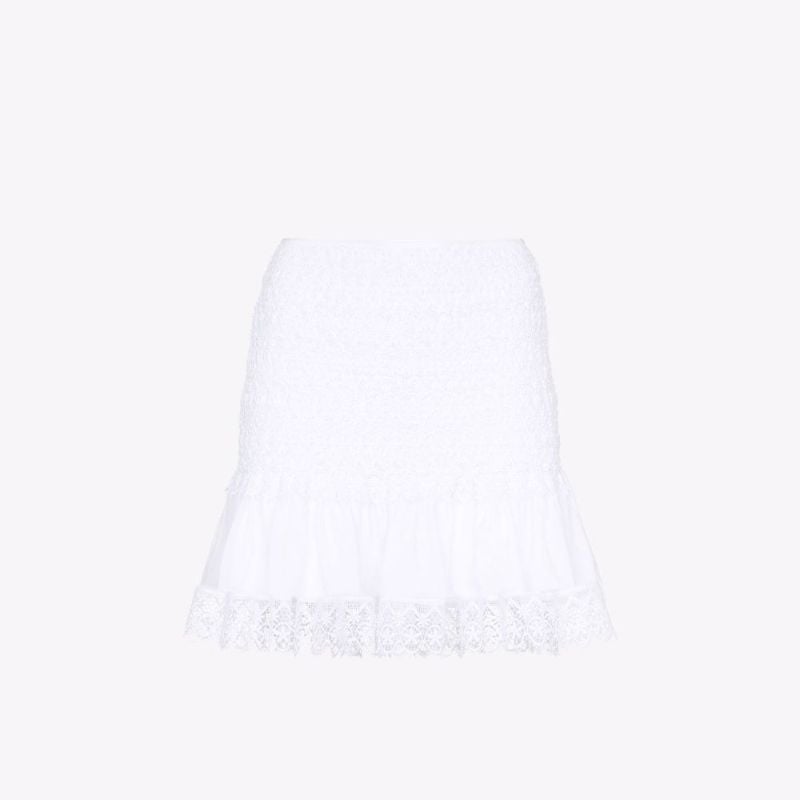 Fleur Lace Trim Cotton Mini Skirt