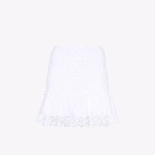 Fleur Lace Trim Cotton Mini Skirt
