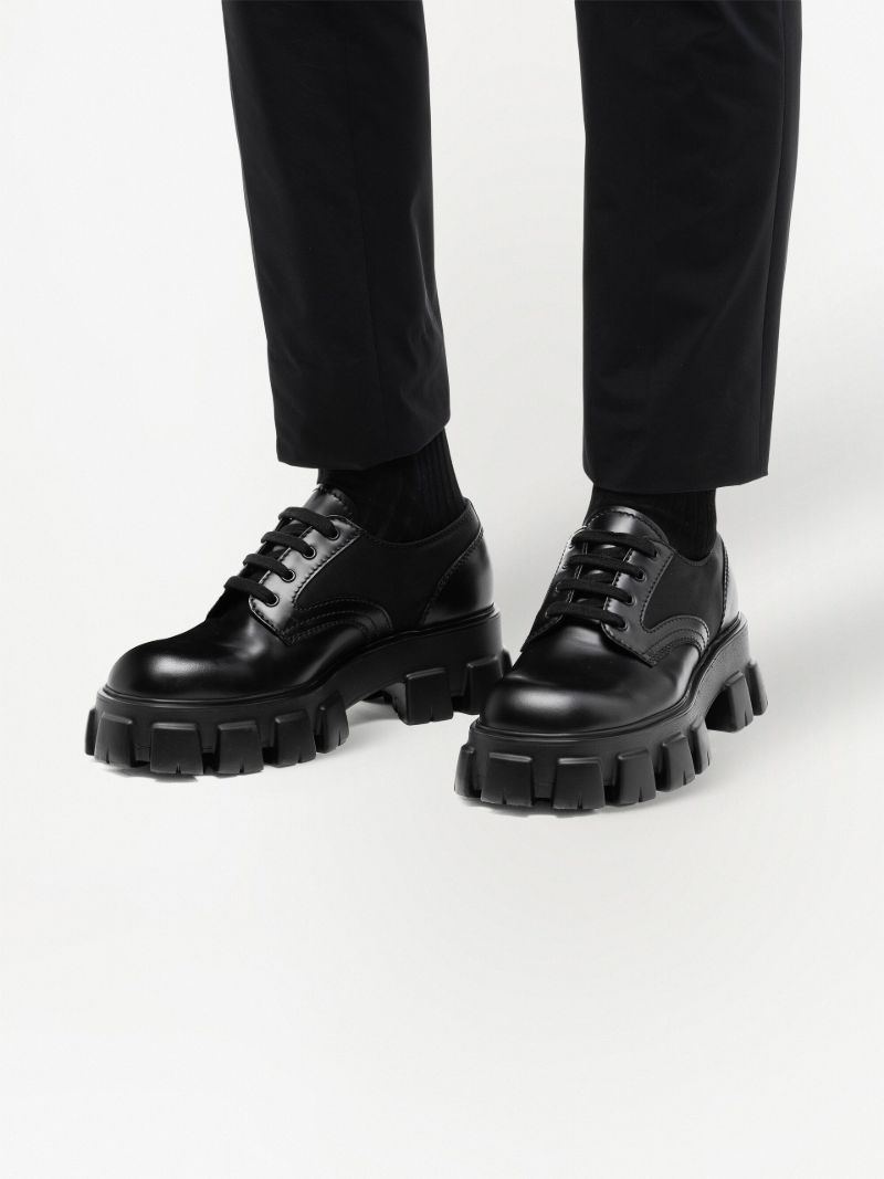 Black Monolith Leather Lace-up Shoes