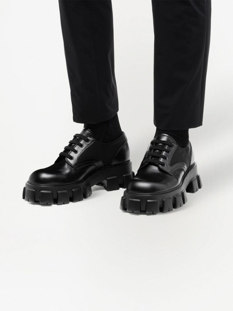 Black Monolith Leather Lace-up Shoes