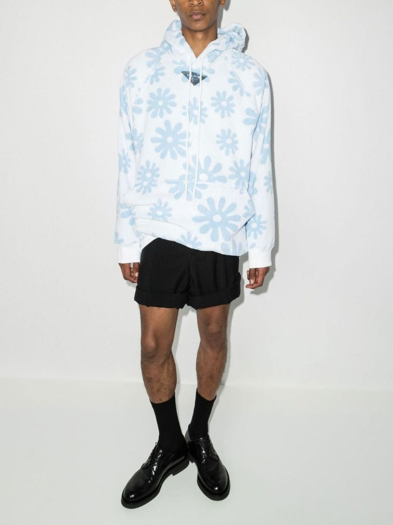 Logo Floral Print Cotton Terry Hoodie
