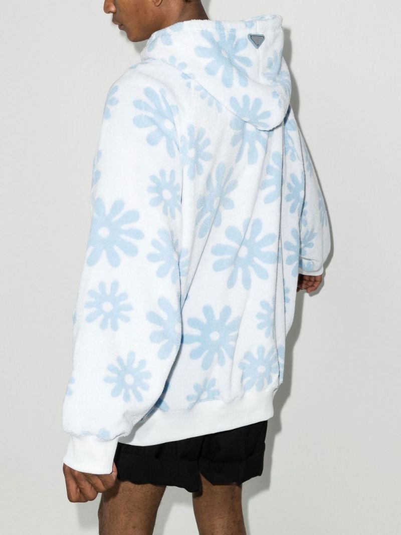 Logo Floral Print Cotton Terry Hoodie