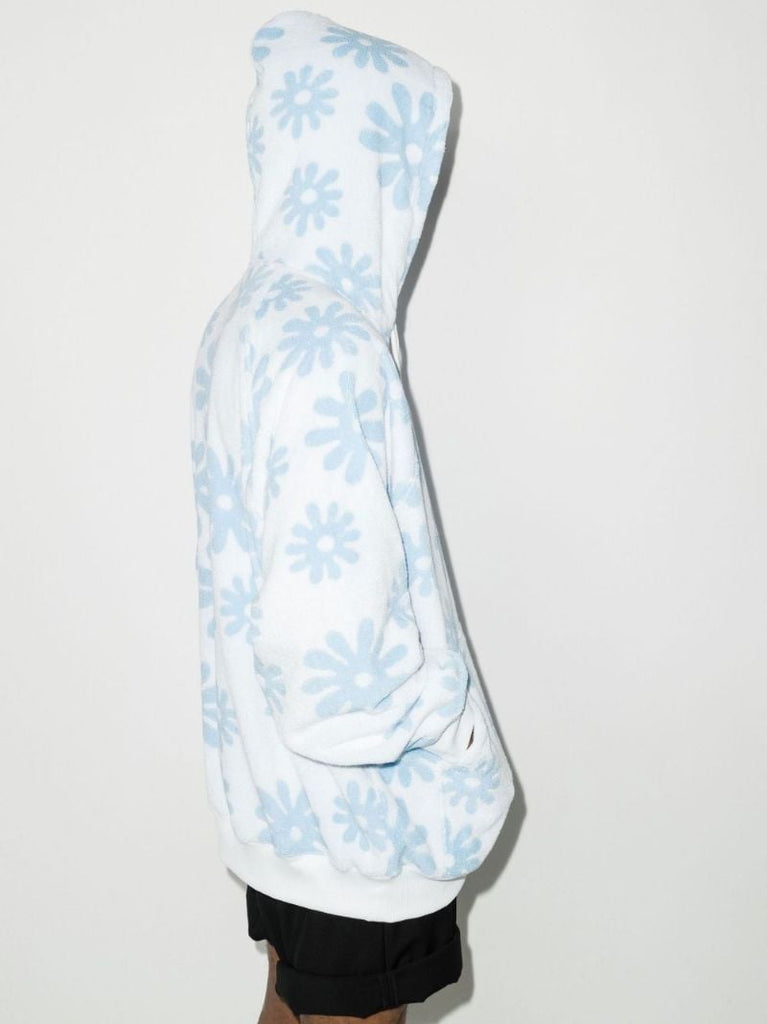 Logo Floral Print Cotton Terry Hoodie