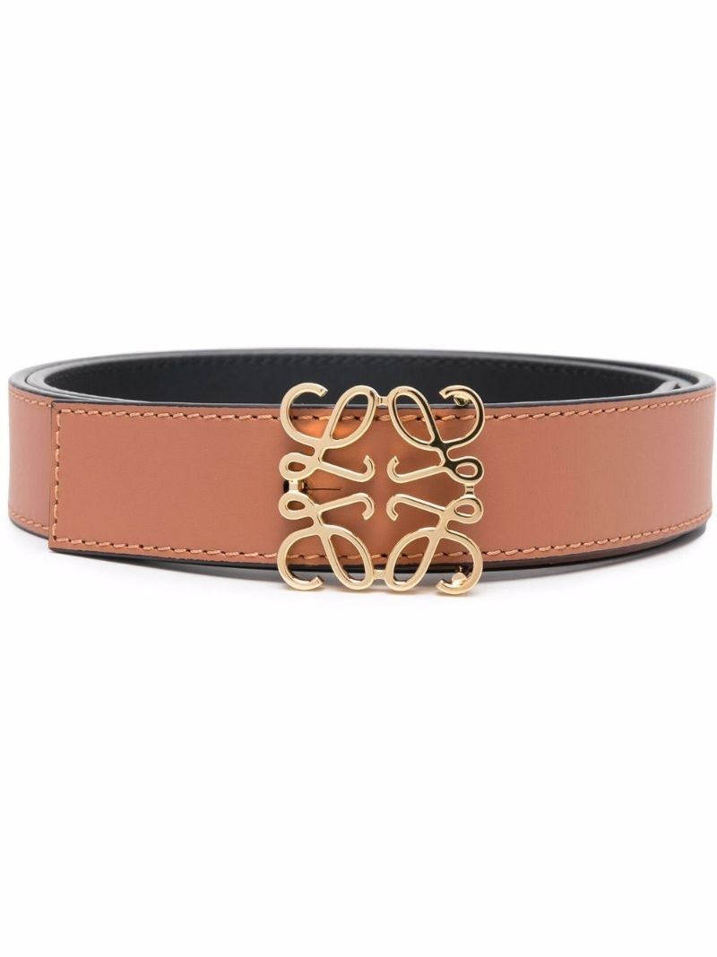 Brown Anagram Buckle Leather Belt