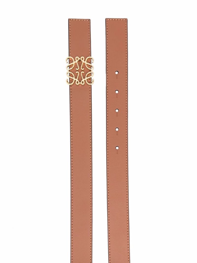 Brown Anagram Buckle Leather Belt