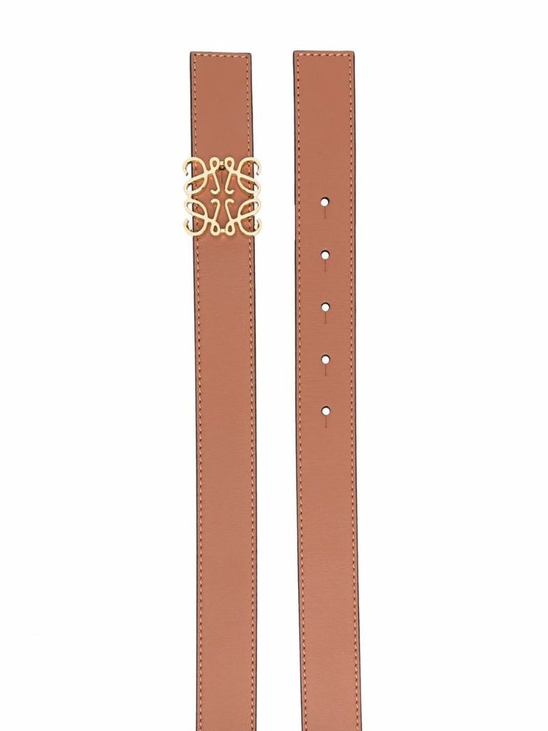 Brown Anagram Buckle Leather Belt