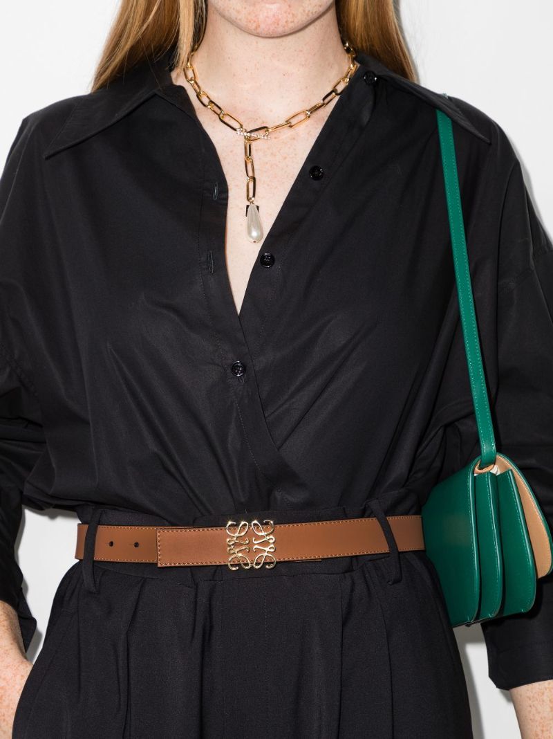 Brown Anagram Buckle Leather Belt