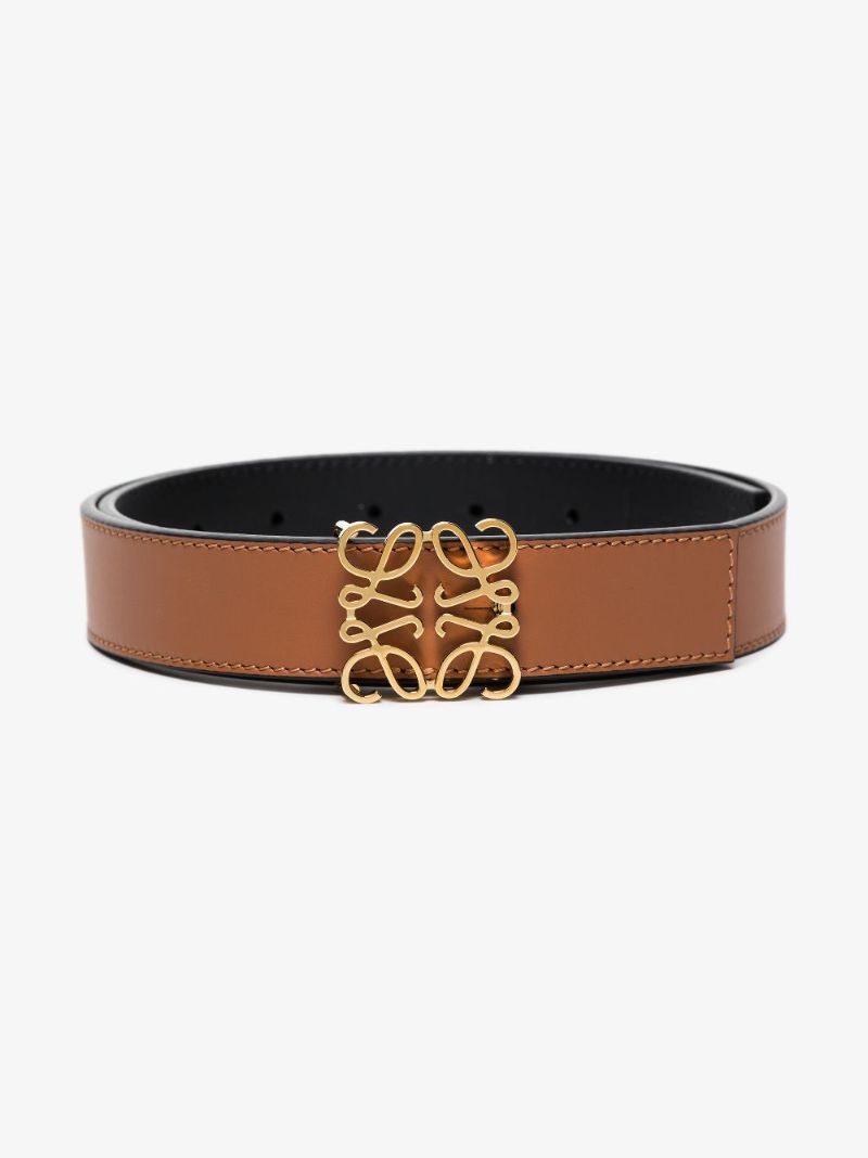 Brown Anagram Buckle Leather Belt