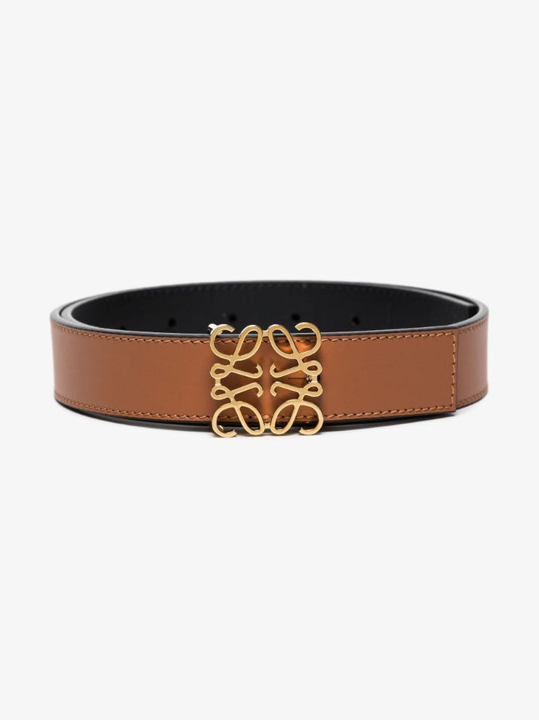 Brown Anagram Buckle Leather Belt